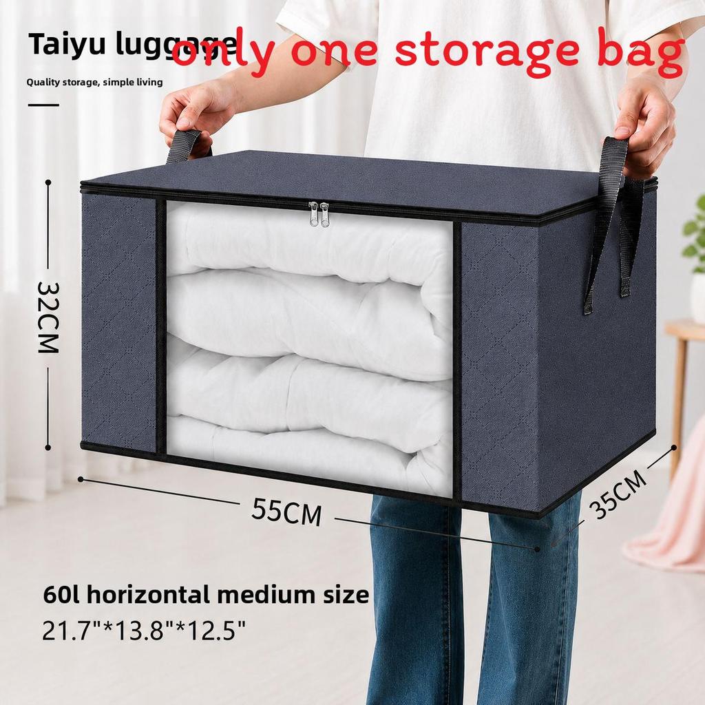 Large Capacity Cotton Quilt Storage Bag With Transparent Window For Bedroom Organization