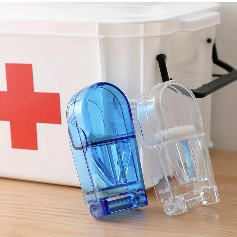 2 Stück tragbare Medizin-Schneide- und Teilbox - Präziser Tablettenteiler, für einfaches Medikamentenmanagement, reisefreundlich