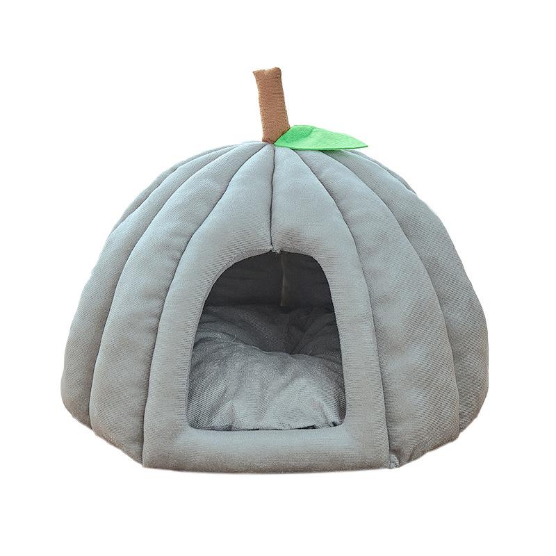 

2026 Soft and Comfortable Pumpkin Cat Nest All Seasons Universal Solid Color Pet Nest Windproof and Warm Non-slip Cat Nest 40X40X30CM серый
