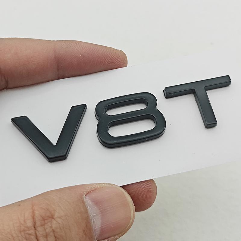 3D ABS Emblemat Boczny Błotnika Samochodowego V6T V8T Logo Tylna Klapa Bagażnika Do Audi S4 A4 B7 V6T Naklejka A6 SQ7 Q8 R8 S8 RS8 V8T Odznaka Akcesoria
