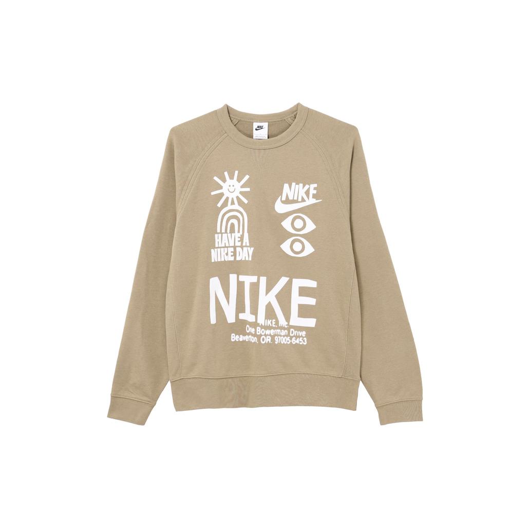 Nike Alphabet Logo Print Crew Neck Sweater Men Sweater Khaki DQ4170-247