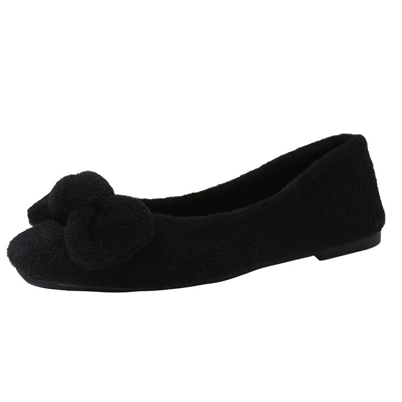 Fashion Aphixta Elegant Bow Corduroy Upper Women Flats Shoes Shallow Slip On Loafers Woman Grey Sweet Shoes Soft Sole Ladies Shoes