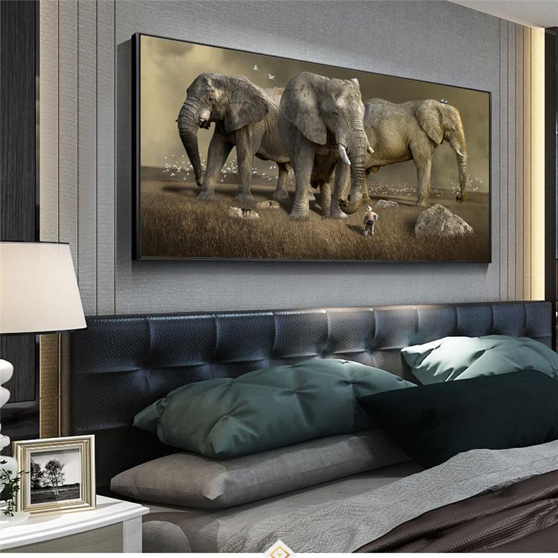 African Elephant Wall Posters And Prints Animals Canvas Art Paintings On The Wall Landscape Cuadros Pictures For Living Room