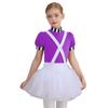 Kids Girls Chocolate Factory Worker Halloween Costume Mock Neck Short Stripe-Cuffed Sleeves Back Cut Puffy Built-In Crotch Press Buttons Dress Braces