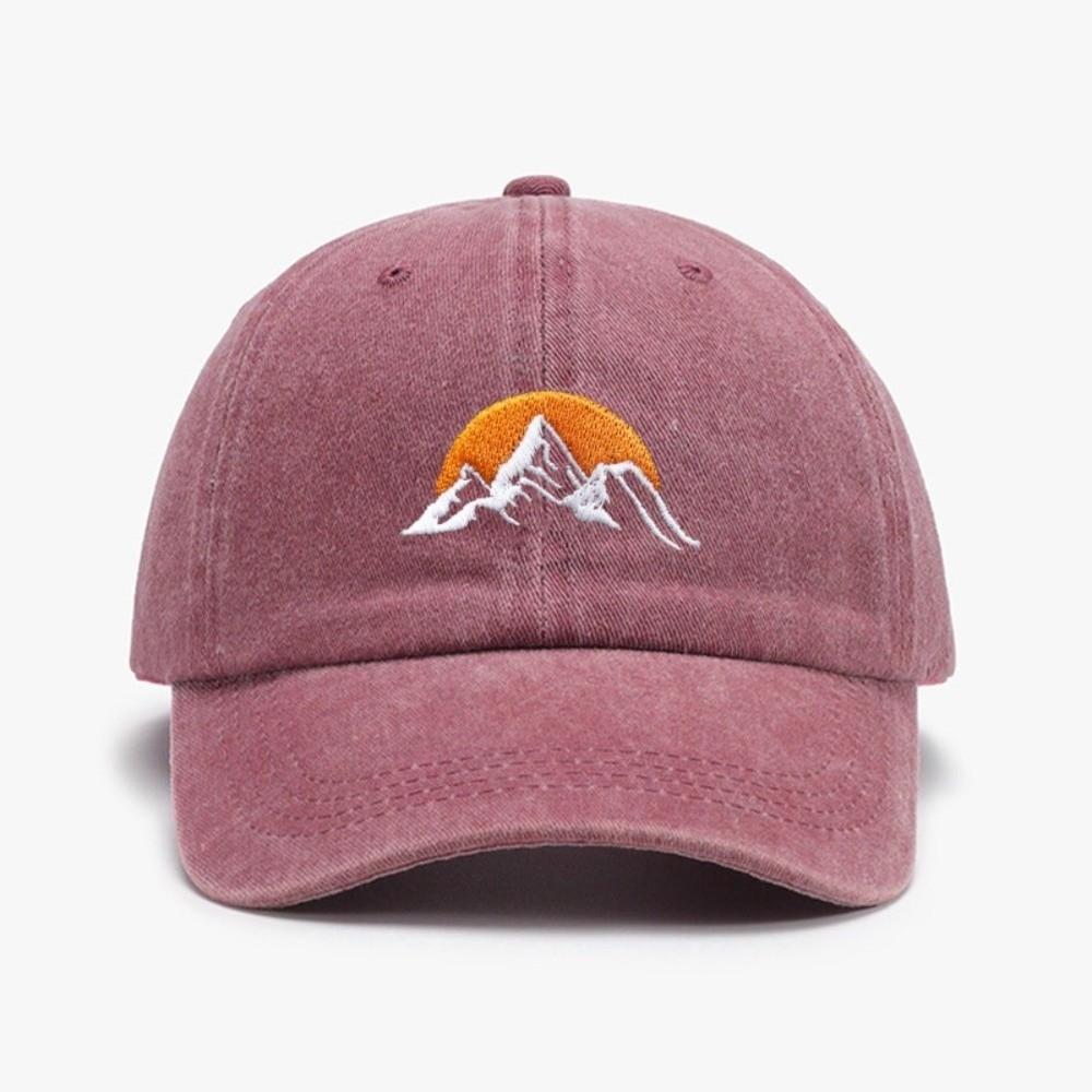 Sunset Pattern Embroidery Baseball Cap Washed Cotton Baseball Hats Retro Peaked Cap  For Man Women