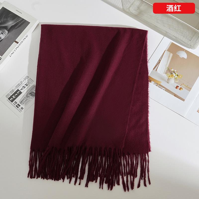 Red scarf women's winter solid color Christmas Spring Festival event big red scarf shawl logo