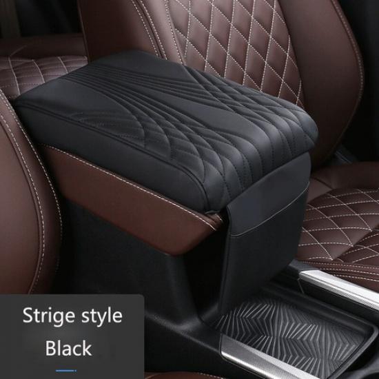 Black PU Car Auto Armrest Pad Interior Center Console Armrest Box Cover Mat×1PCS