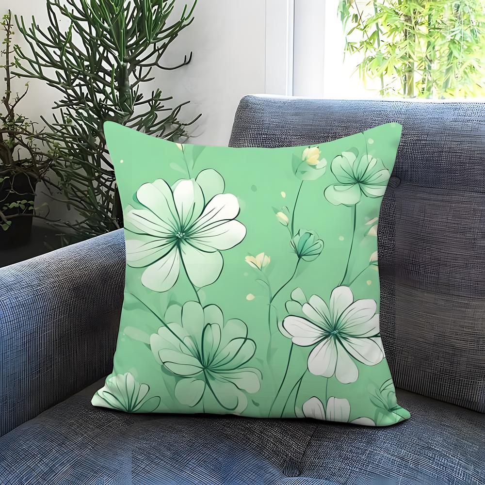 Mint Green Fresh Background Cushion Cover Comfortable Reversible Pillow Cover Ideal for Car Sofa Bedroom Beyond