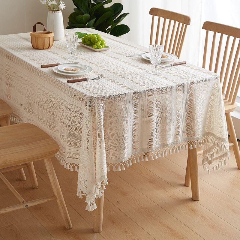 French Retro Lace Hollow Tablecloth Pastoral Style Photo Long Crochet Tablecloth Coffee Table Cover Towel Dining Table Cloth Cover Cloth