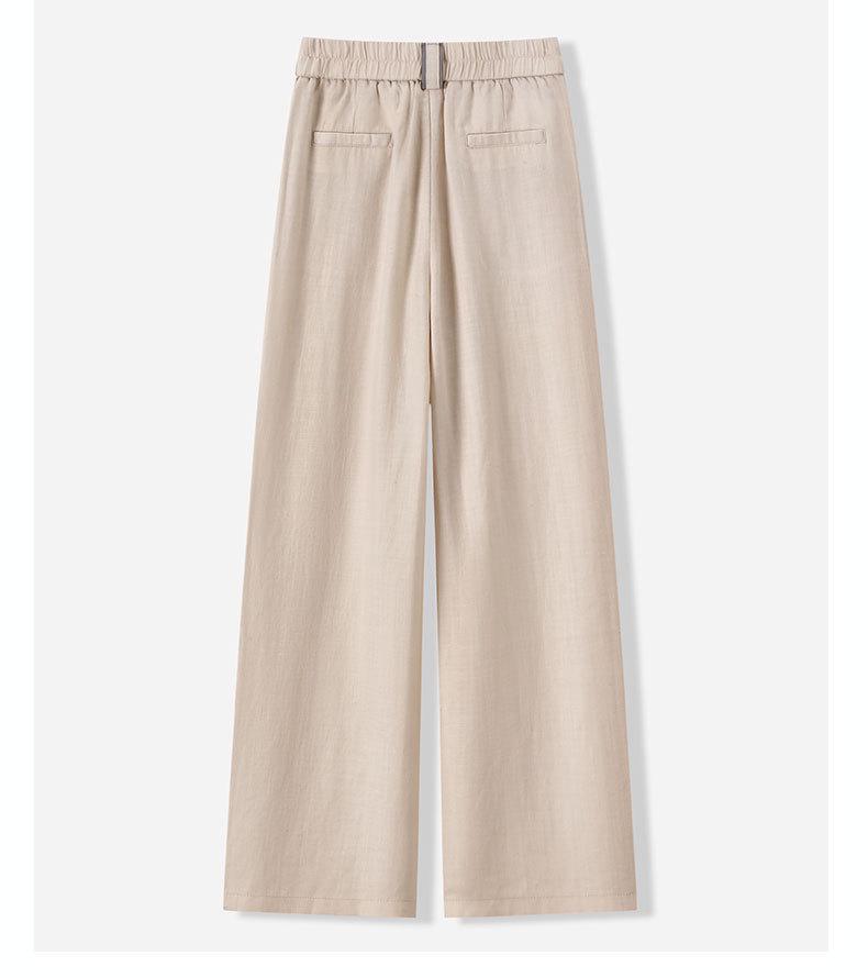 2025 Women's High-Waisted Linen-Cotton Wide-Leg Pants - Slimming, Wrinkle-Resistant, Casual Summer Style
