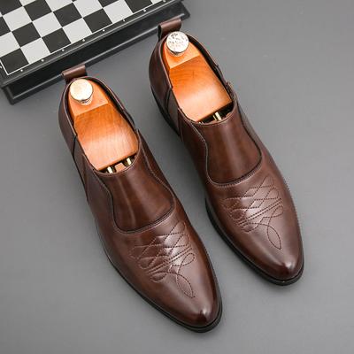 Winter Hot Selling Men's Ankle Boots Pointed High-end Banquet Dress Shoes Classic Brown Men's Height Increasing Chelsea Boots