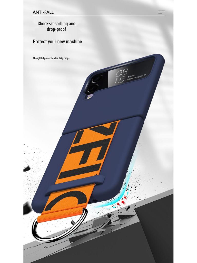 Samsung Zflip7/Huawei P50 Pocket Folding Phone Case with Letter Wrist Strap and Stand.