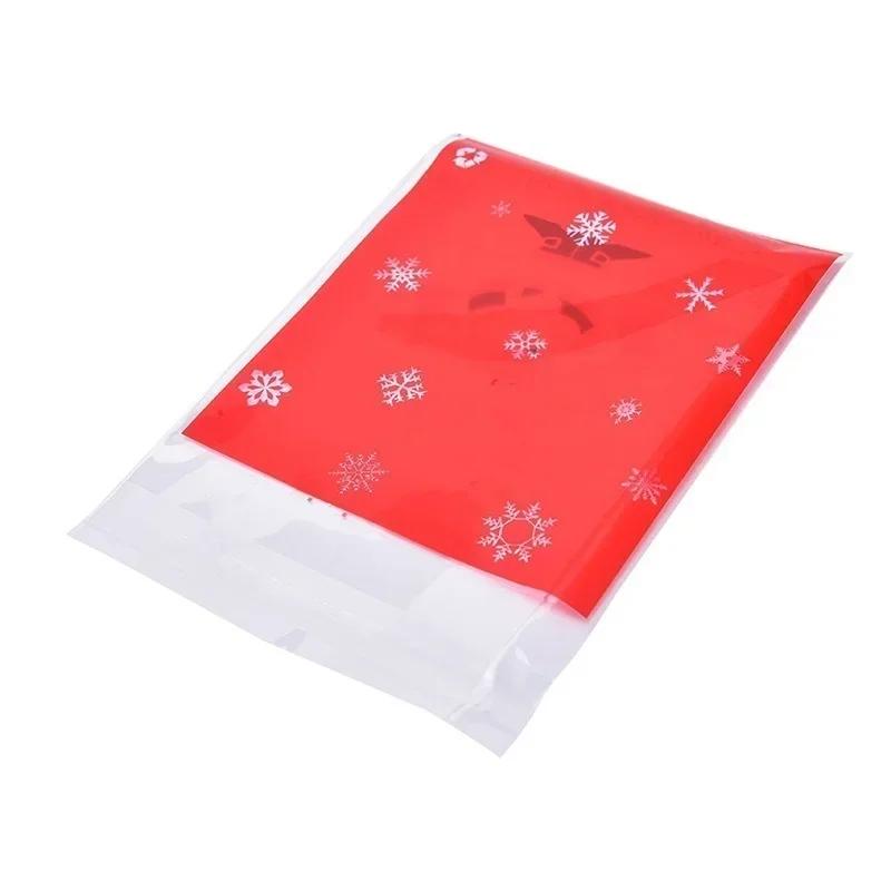 100Pcs/set 4Style Christmas Santa Claus Moose Snowman Self-adhesive Cookie Packaging Bag Biscuits Snack Decoration Gift Holder