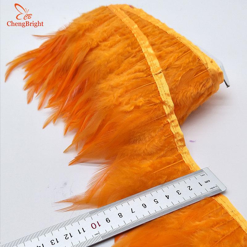 Chengbright  10yards Chicken Cock Feathers Trim Cloth Sideband Chicken Pheasant Feather Trims Clothing Wedding Feather Ribbon A