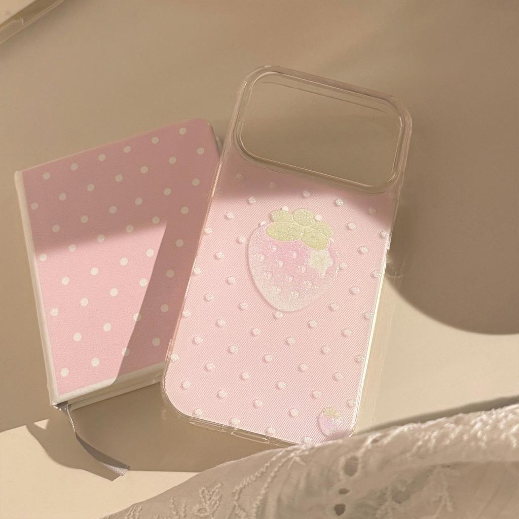 Wind Point Strawberry Is Suitable for Apple17promax Phone Case iphone17Glitter15Good-looking16/13