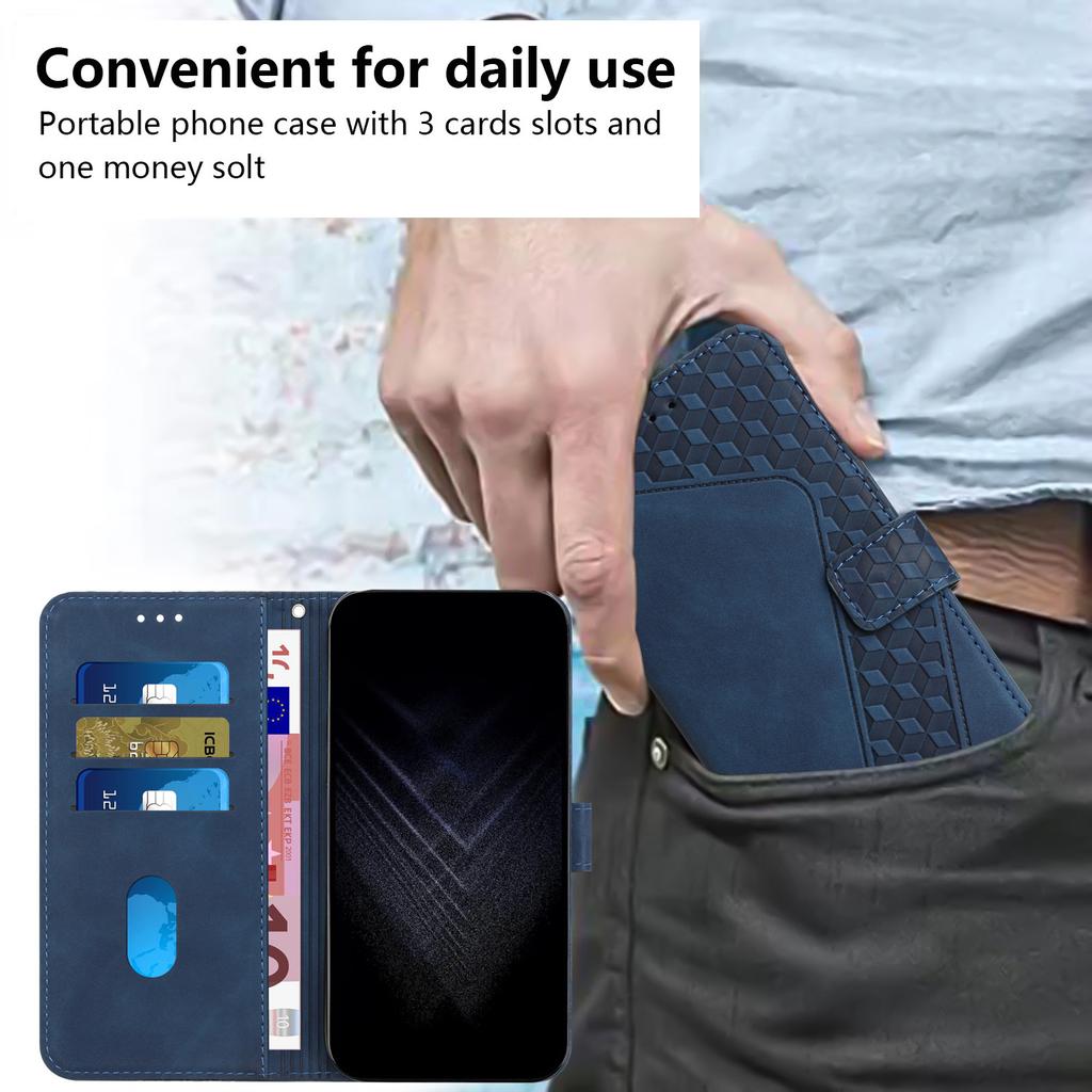 For iPhone 13 Cover PU Leather Phone Case 7-Shape Imprinted Anti-scratch Phone Shell