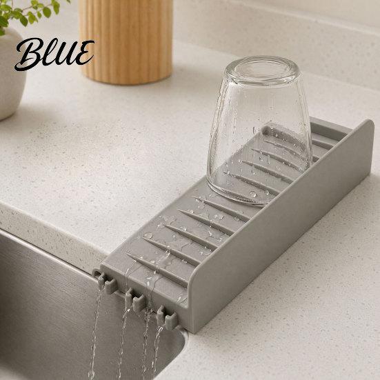Suction Cup Kitchen Mat Silicone Sink Faucet Mat Foldable Splash Guard with Cup