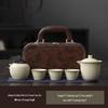Portable Ceramic Tea Set: One Pot & Three Cups for Outdoor and Business Gifts