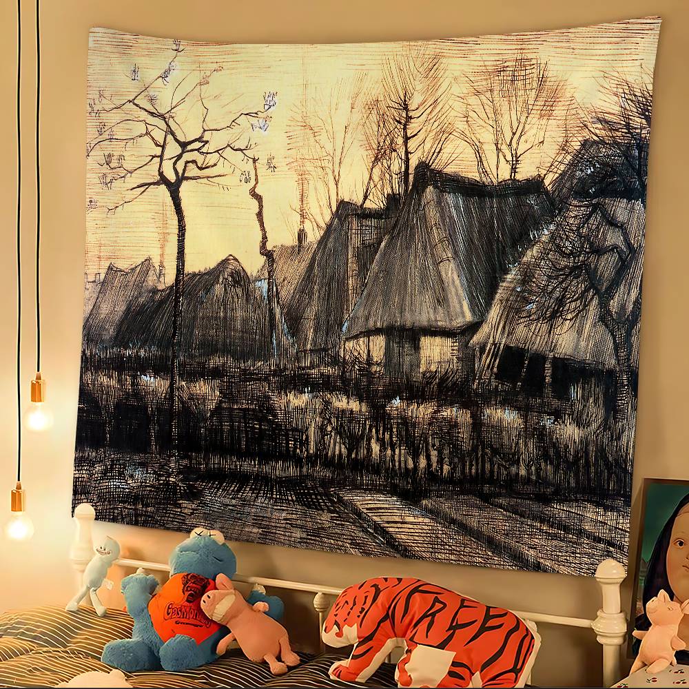 Van Gogh Oil Paintings DIY Wall Tapestry Hanging Tarot Hippie Wall Rugs Dorm Home Decor