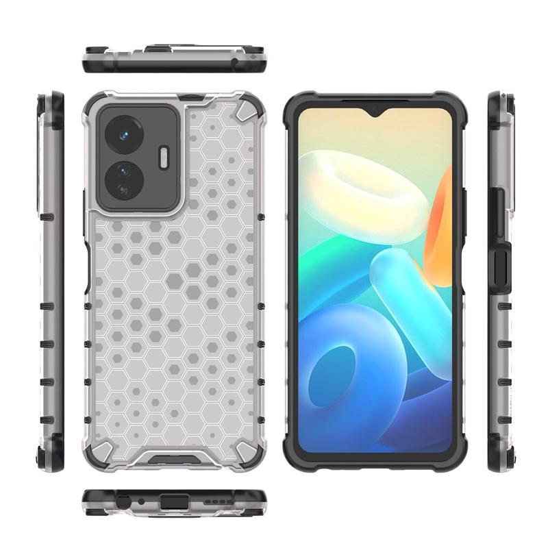 Vivo S18/V50 Clear Full-Cover Honeycomb Shockproof Phone Case
