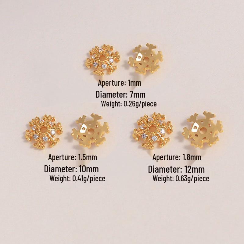 18K Gold-Filled Flower Cap Snowflake Crystal Pearl Spacer Bead Bracelet DIY Kit