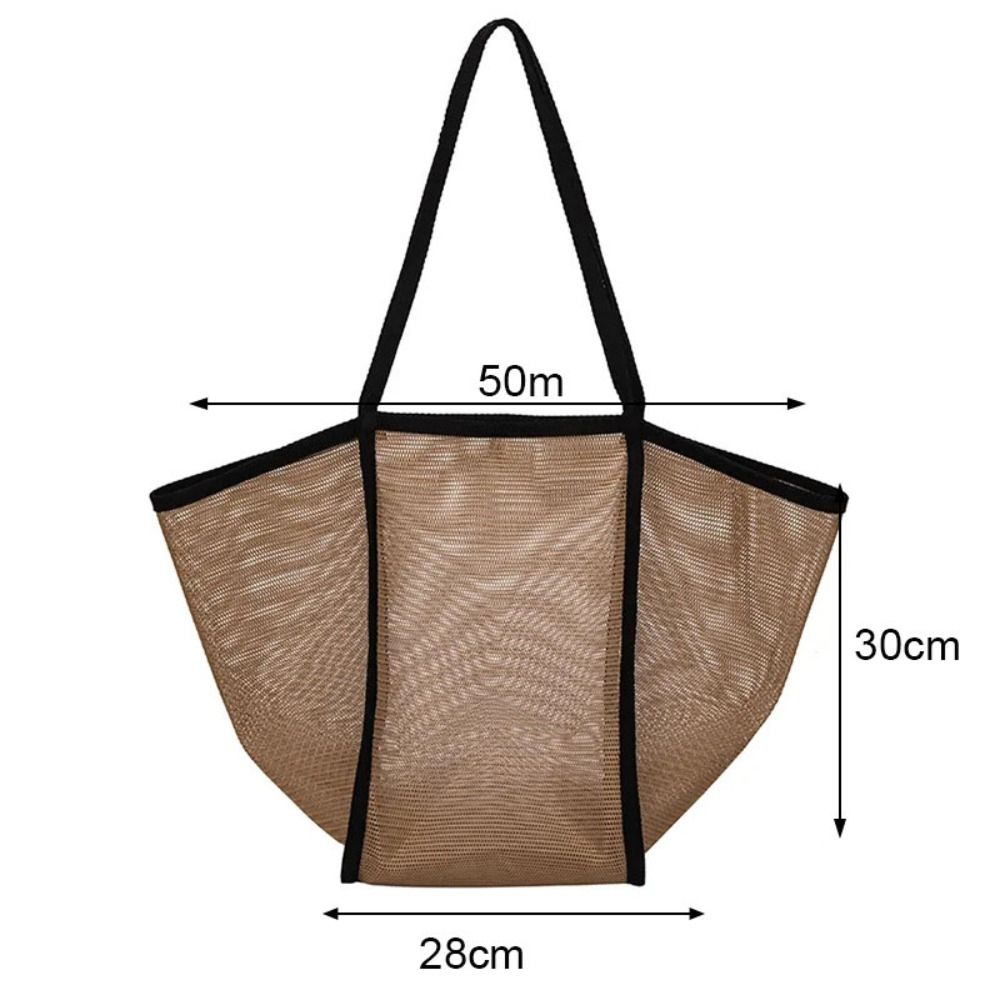 Fashion Hollow Out Mesh Handbag Large Capacity Lightweight Shoulder Bag Shopping Pack Women Men