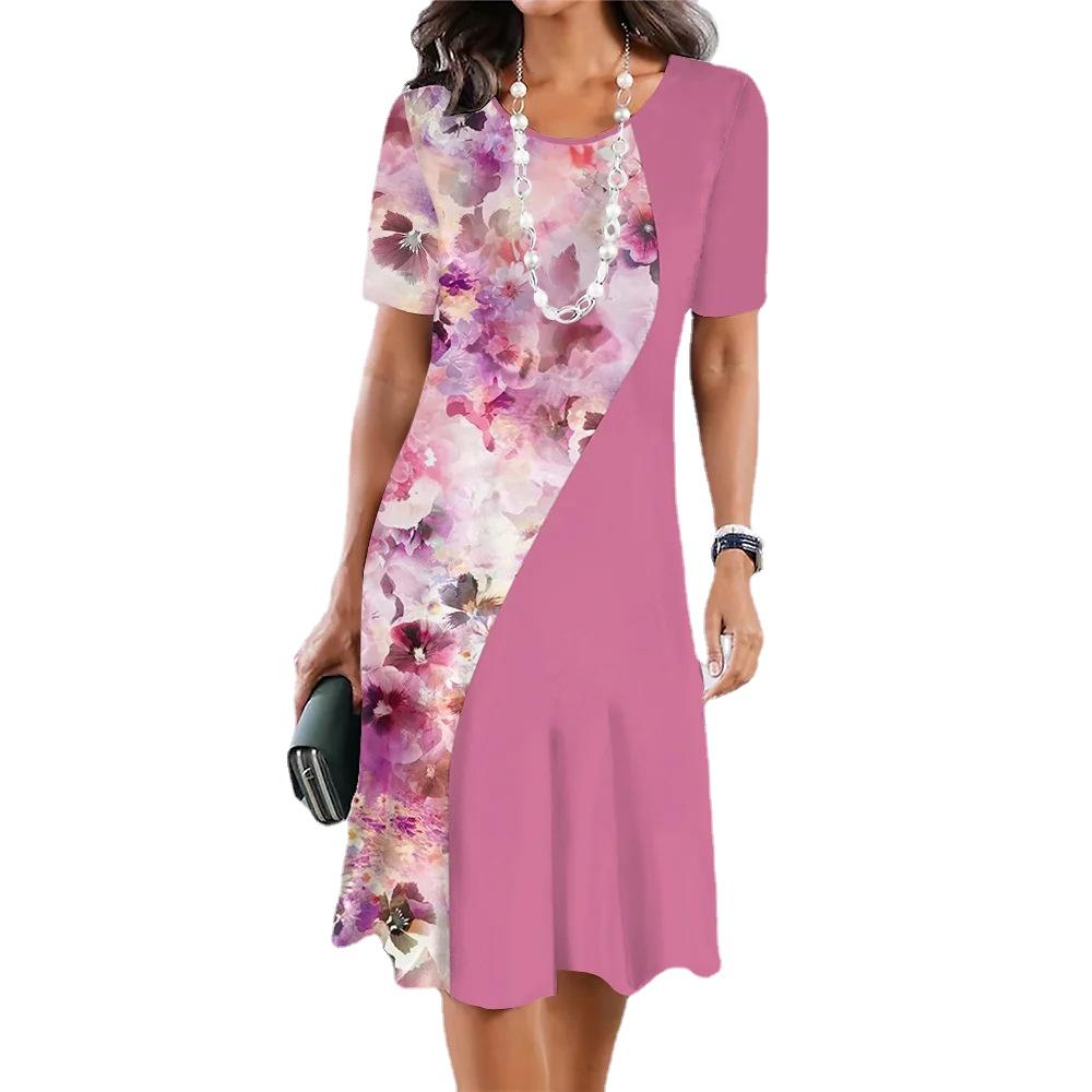 YYFS Kadın Modası Yaz İlkbahar Kısa Kollu O-Boyun Günlük Elbiseler