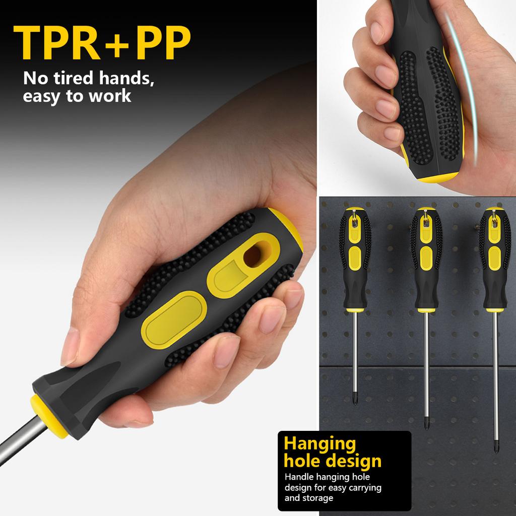 Magnetic Screwdrivers Set,  Phillips and  Slotted Tips Professional Cushion Grip Screwdriver Set
