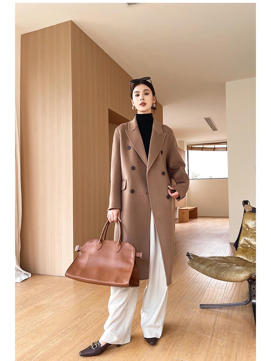 

Хаки Шерстяное Пальто Миди для Миниатюрных Женщин - Корейский Стиль на Осень/Зиму Large