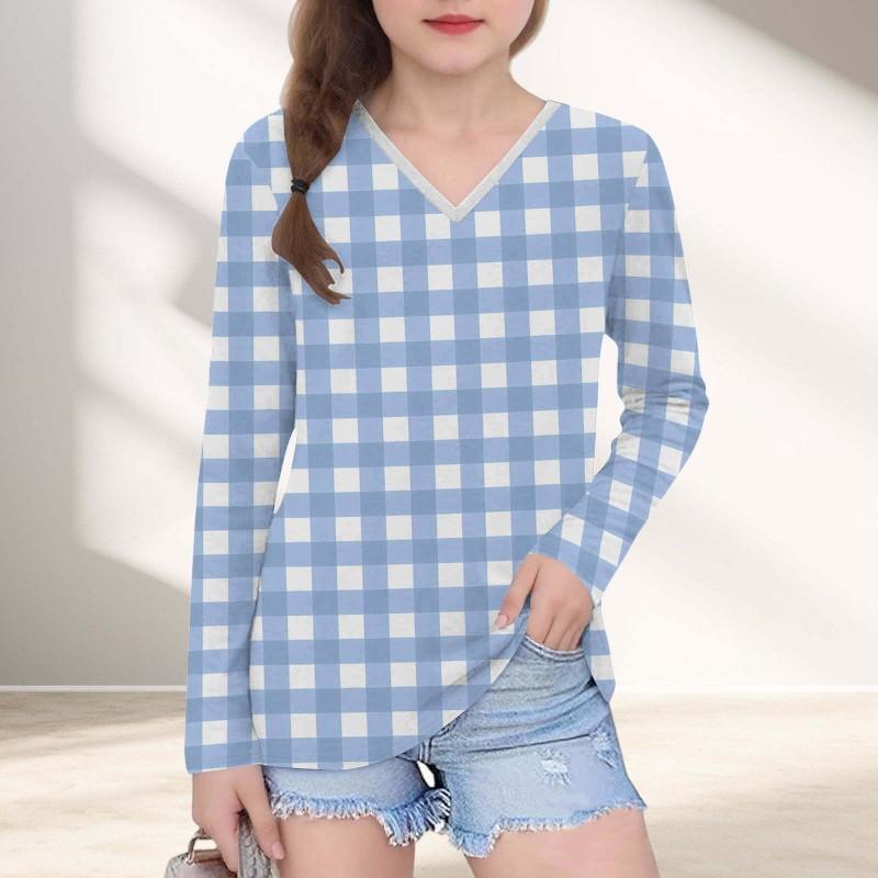 Womens V-Neck Long Sleeve Loose Fit T-Shirt With Polka Dot Print Casual Oversized Top Daily Wear