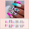 24 peças Leopard Gradient Press On Nails - Unhas Postiças Matte Blue Pink com Cobertura Total Long Coffin Ballerina Design - Fácil de Aplicar e Remover - Perfeito