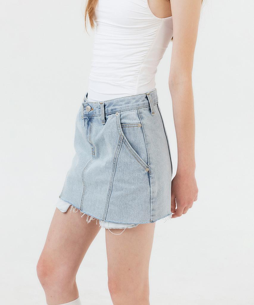 Potipo [W] Denim Short Skirt With Over Pocket Details