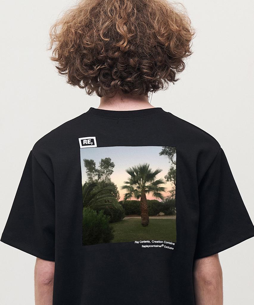 Lipeulleikeonteineo Re Square Black Campaign Half Tee (Hawaiian Sunrise)