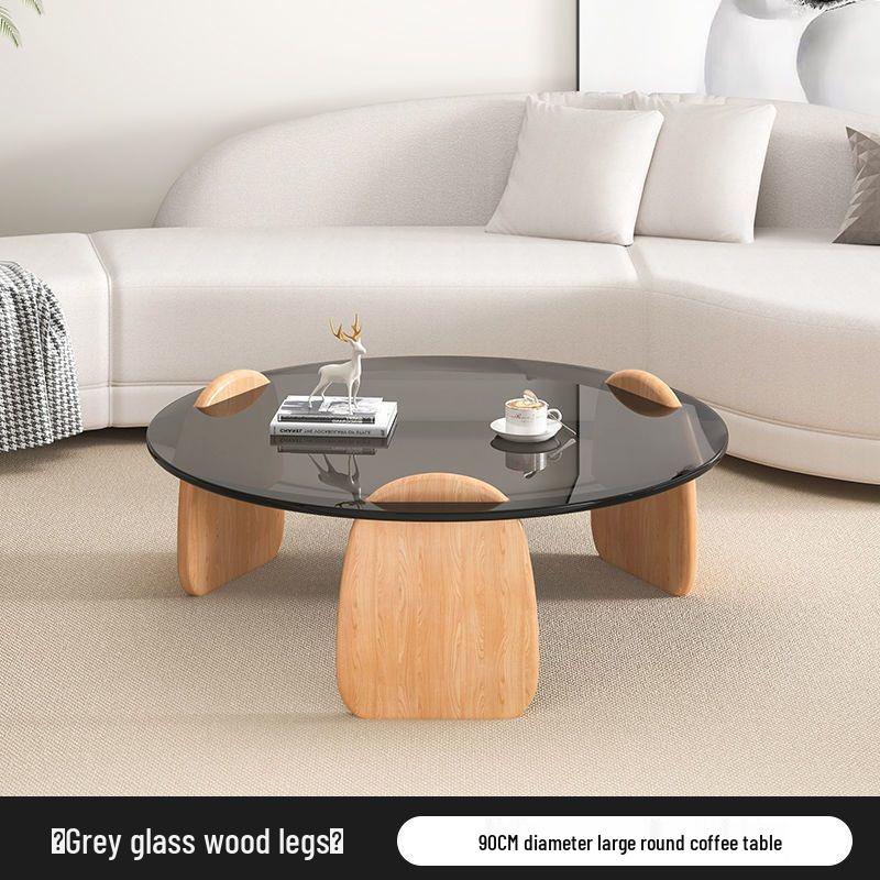 Nordic Minimalist Round Tempered Glass Coffee Table for Living Room - Elegant Light Luxury Italian Style for Small Apartments