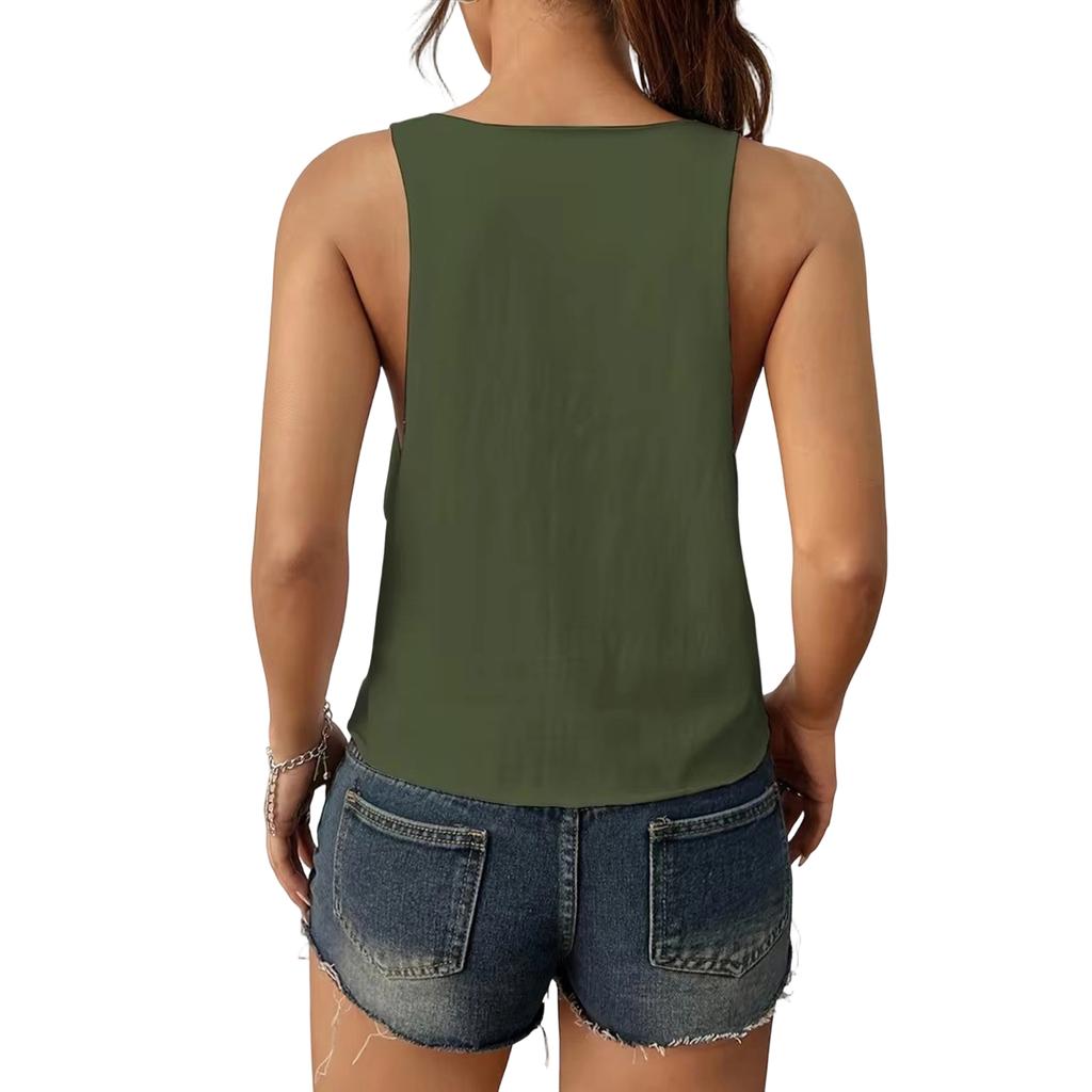 Women's V Neck Slim Fit Sleeveless Tank Top Lightweight Stretchy Fabric Casual Summer Layering Camisole