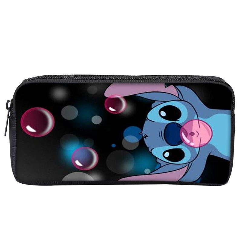 Anime Peripheral Stitch Stitch Pencil Bag Single Layer Pencil Bag Student Children'S Stationery Bag Cartoon Printing Pencil Bag