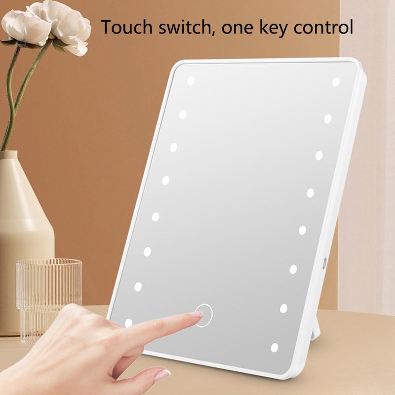 Desktop HD Makeup Mirror Three Levels of LED Light Makeup Mirror Portable Makeup Mirror, Household Intelligent Luminous Mirror