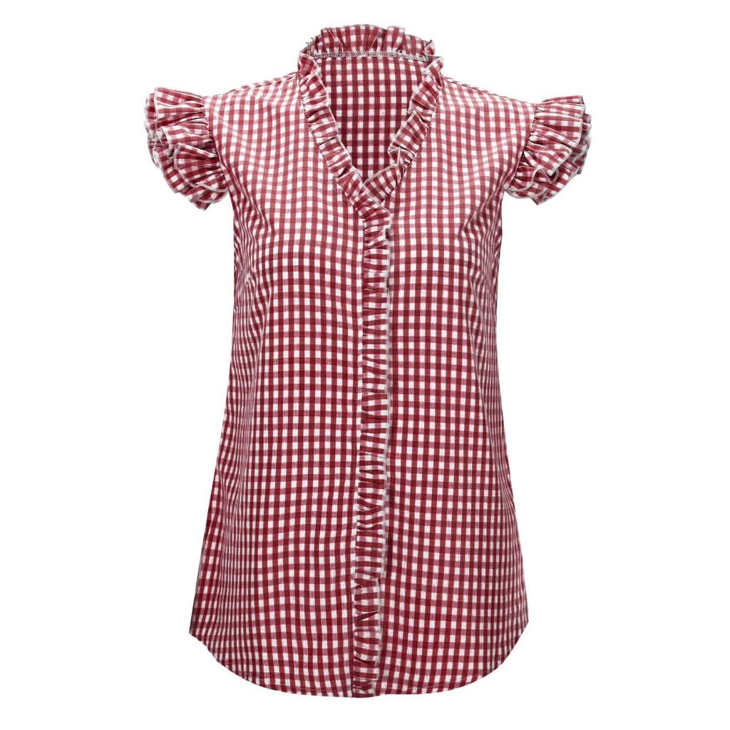 Traditional Women's Casual Short-Sleeve Plaid Shirt Beer Festival