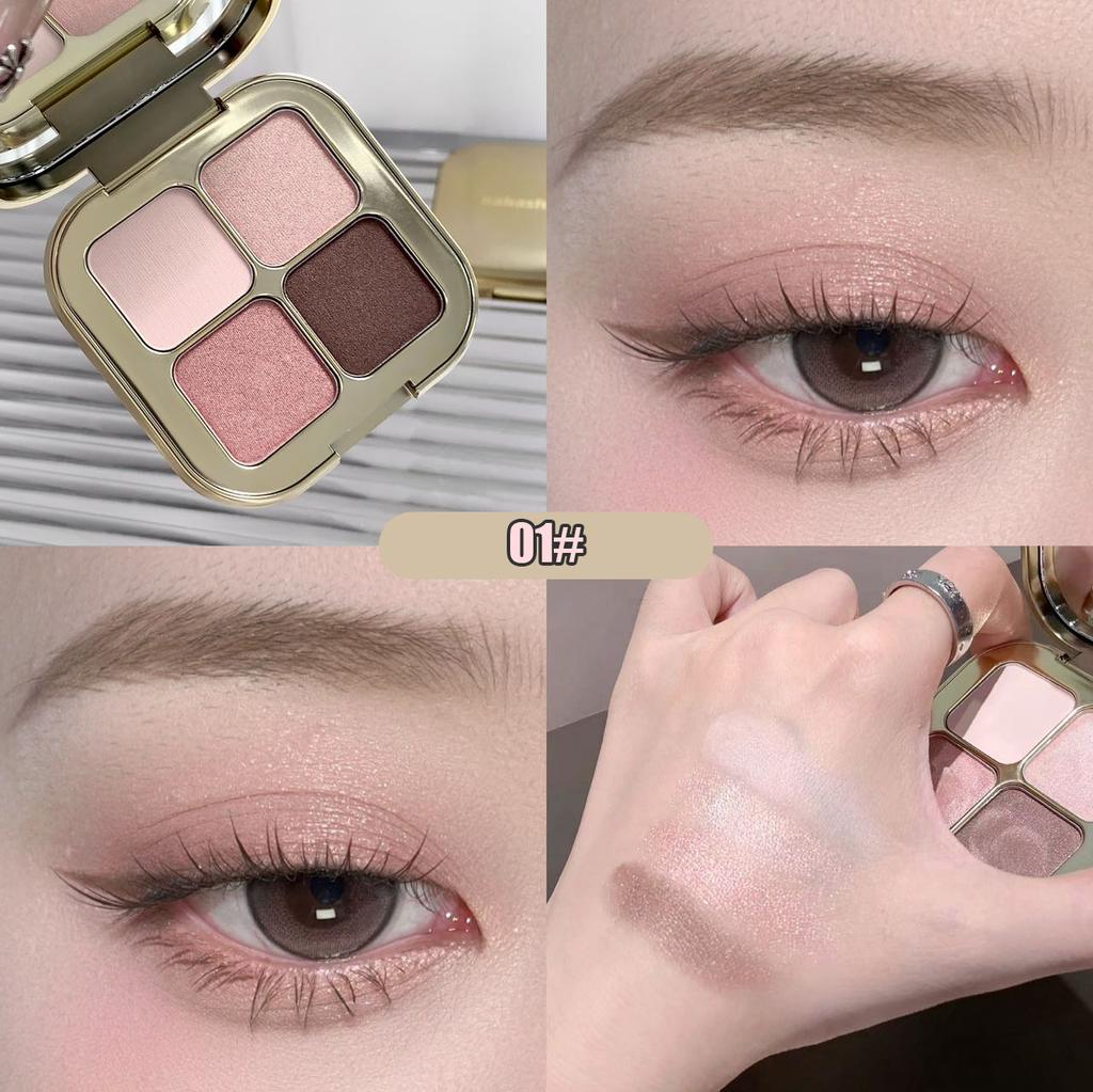 KAKASHOW 4 Colors Eyeshadow Palette Matte Shimmer Pearlescent Glitter Eye Shadow Long Lasting Easy To Eyes Makeup Palette