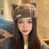 British Style Beret Autumn and Winter Hat Women's Cat Ears Cute Octagonal Hat Fashionable Versatile Painter Hat