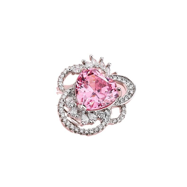 Sakura Pink Love Colored Baby Ring Women's Ins Fashion Simple Sweet High End Sense Rings Opening Temperament Versatile