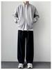 2025 Autumn Men's Gray Heavyweight Solid Color Stand Collar Hoodie Jacket