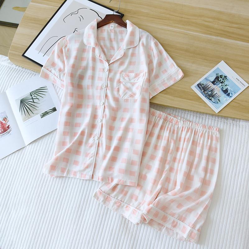 Women's Summer Short Sleeve Pajama Set - Loose Fit, Plus Size, Two-Piece with Shorts