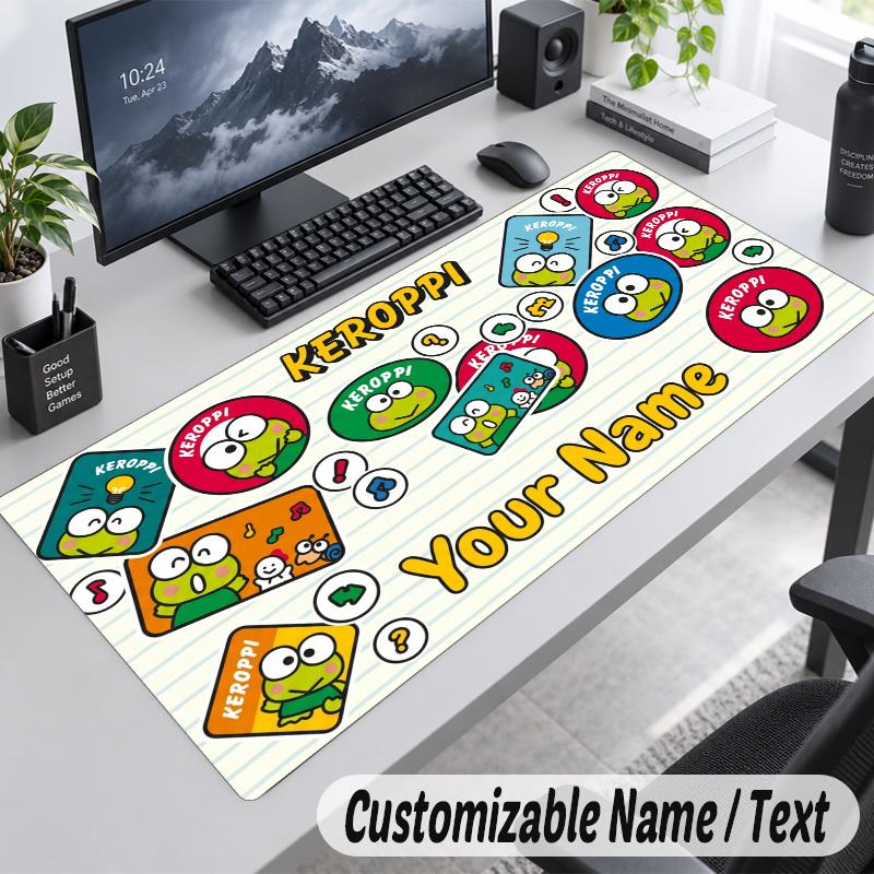 Keroppi Personalized Large Mouse Pad Custom Name Text Extended Desk Mat Gaming Mousepad