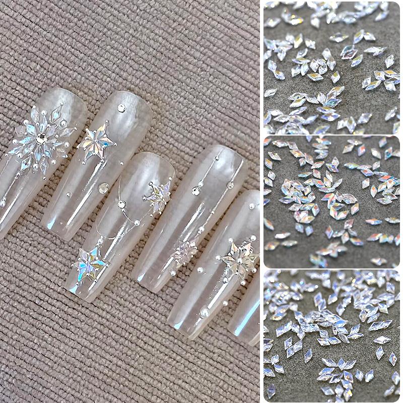 Popular Flat Back Rhombus Glass Nail Diamond Shiny Crystal Cubic Zirconia Nail Charms Nail Art Rhinestone