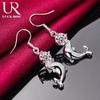 925 Sterling Silver AAA Zircon Dolphin Piercing Earrings Fashionable Wedding Jewelry