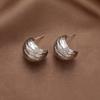 Silver needle metal sense geometric C-shaped fold beanie stud earrings fashion temperament Internet celebrity earrings