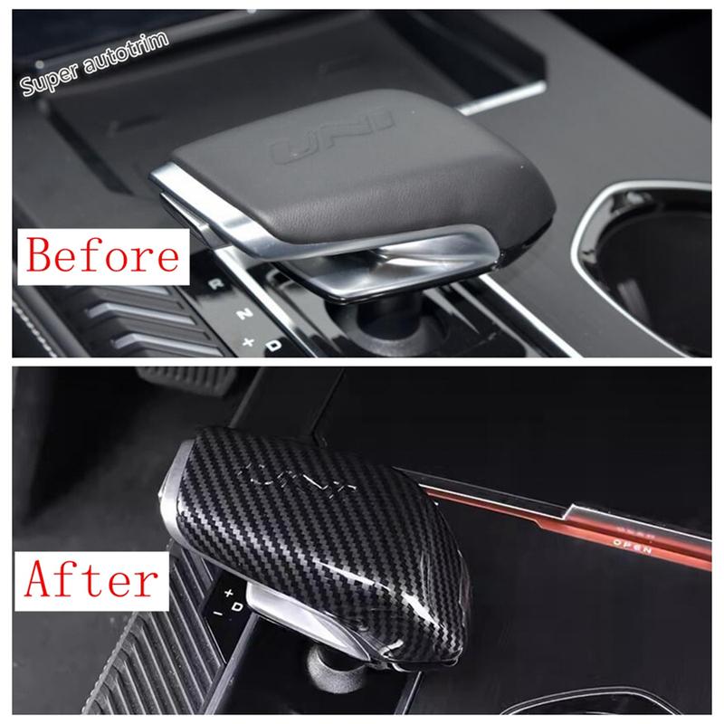 Car Gear Shift Head Knob Decoration Cover Trim For Changan UNI-K UNIK - ABS Carbon Fiber Style Accessories Interior