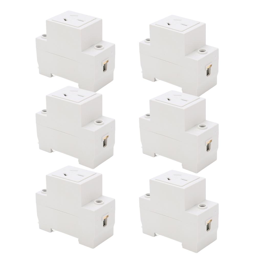 6PCS Modular Socket Guide Rail Power Socket 3 Hole 250V Industrial Power Outlet for Electric Appliance