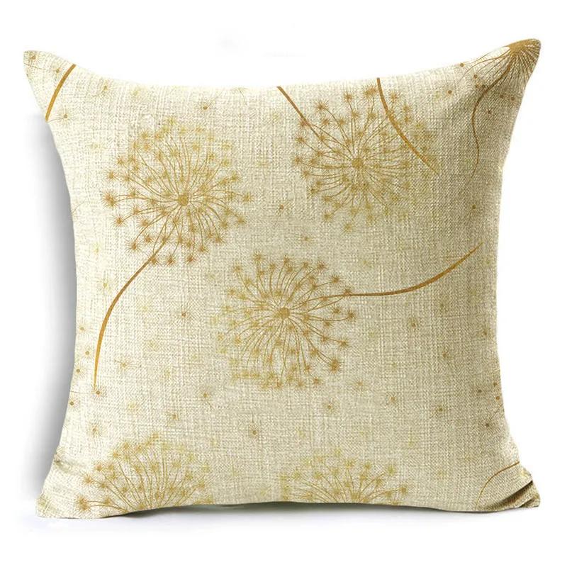 Nordic Style Golden Leaf Simple Bedside Cushion Cover Living Room Sofa Decoration Pillowcase 4040cm/4545cm/5050cm